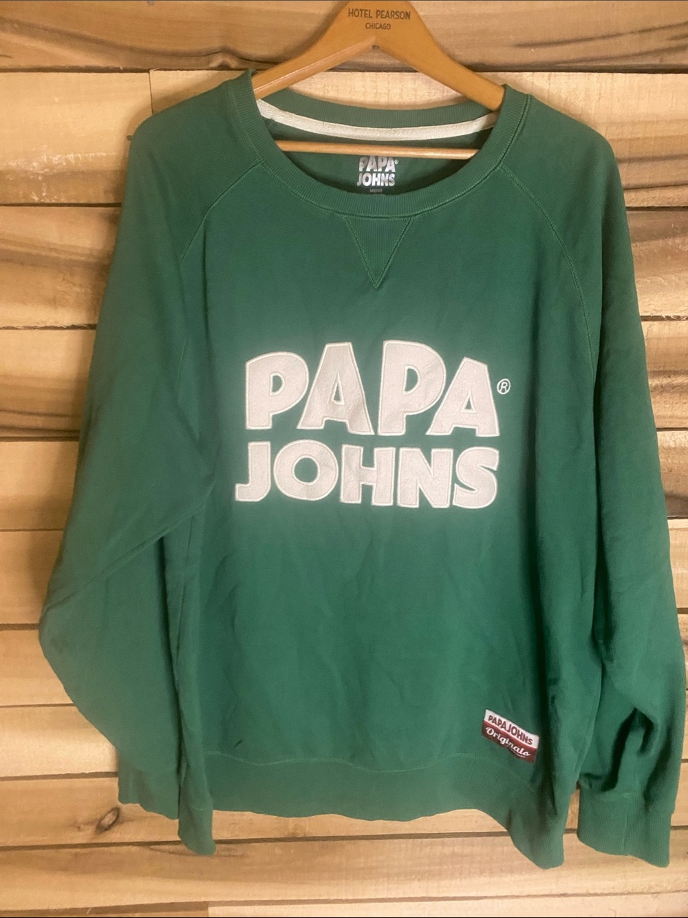 Papa Johns Men's Green embroidered Logo crewneck Sweatshirt size XXL